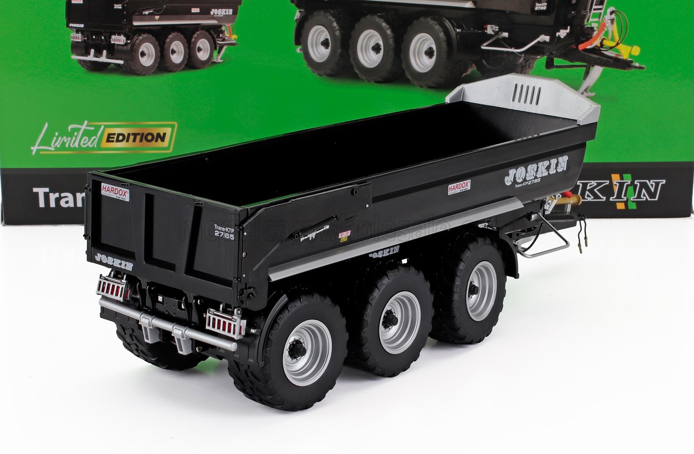 Black Joskin Trans-KTP 27/65 limited edition scale model trailer with six wheels, available at Vroomi