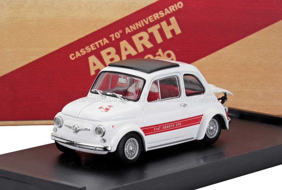 FIAT - 500 ABARTH 695SS 1968 - WHITE RED Scale model car on Vroomi