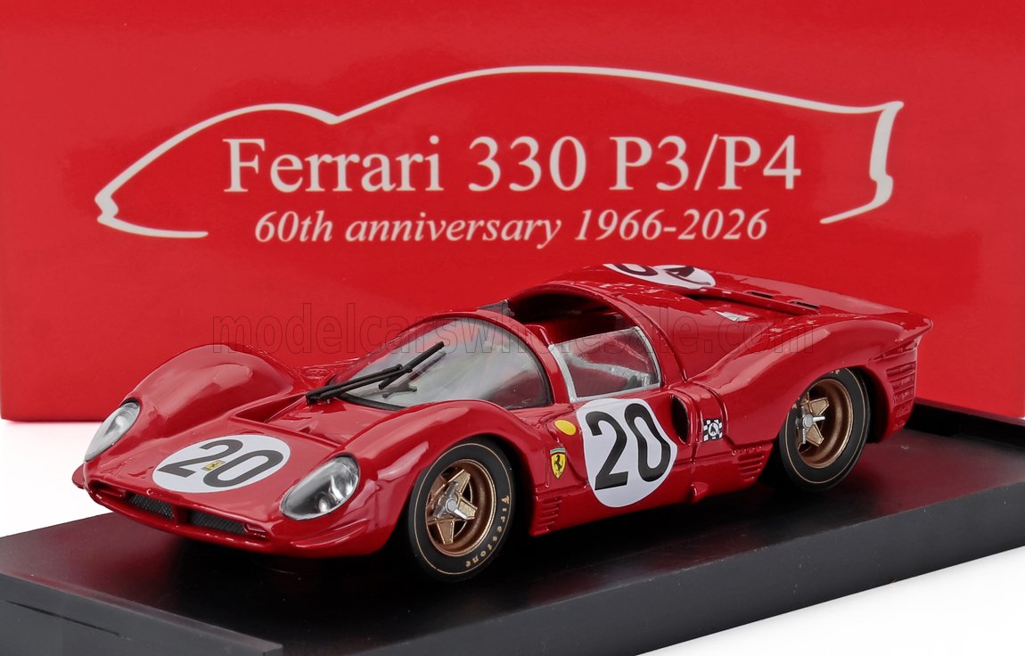 Ferrari 330P4 4.0L V12 Spider Team Spa Ferrari SEFAC No. 20 Chris Amon Nino Vaccarella 24h Le Mans 1967 Brumm 1:43 scale model