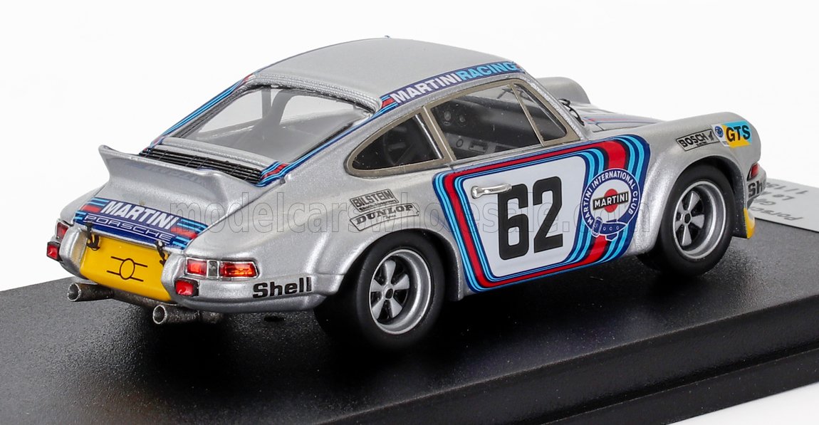 Silver Martini Racing Porsche model car number 62 with sponsor logos on display, offered on Vroomi