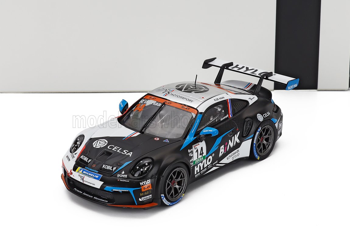 Porsche 911 GT3 R scale model car with racing livery, displayed at Vroomi for collectors