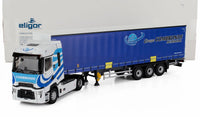 Voiture miniature camion Combronde bleu et blanc par Vroomi, réplique die-cast détaillée pour collectionneurs.