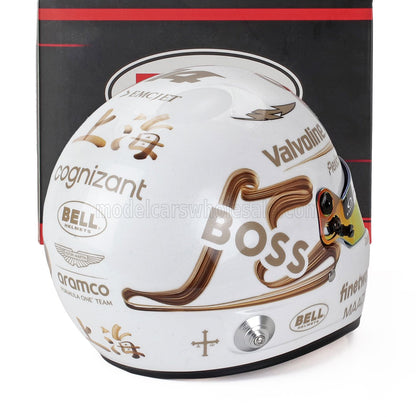 BELL HELMET - CASCO HELMET F1 FERNANDO ALONSO TEAM ASTON MARTIN ARAMCO COGNIZANT N 14 CHINA GP 2025 - WHITE