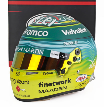 BELL HELMET - CASCO HELMET F1 FERNANDO ALONSO TEAM ASTON MARTIN ARAMCO COGNIZANT N 14 SAUDI ARABIAN GP 2025 - GREEN YELLOW
