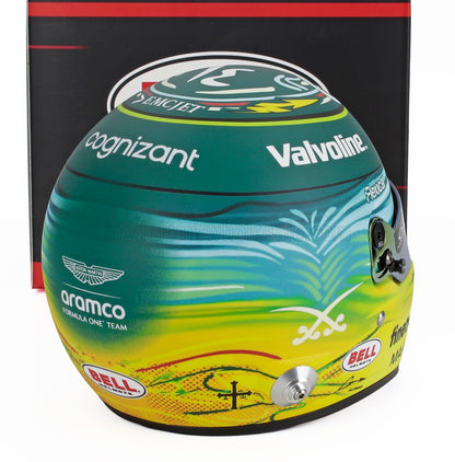 BELL HELMET - CASCO HELMET F1 FERNANDO ALONSO TEAM ASTON MARTIN ARAMCO COGNIZANT N 14 SAUDI ARABIAN GP 2025 - GREEN YELLOW