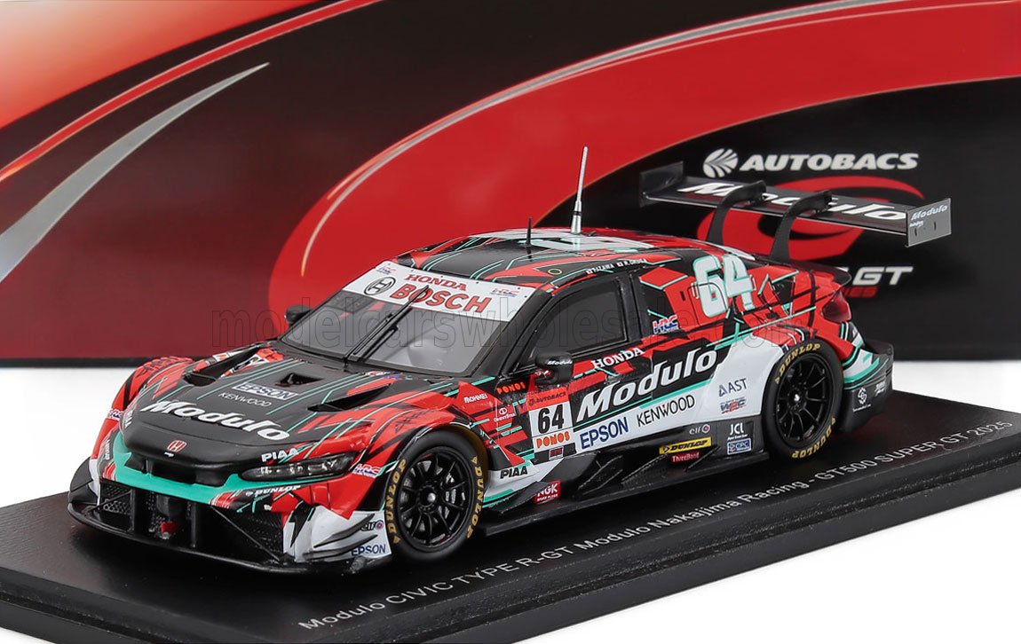 HONDA - CIVIC TYPE R-GT TEAM MODULO NAKAJIMA RACING N 64 GT500 CLASS SUPER GT 2025 TAKAYA IZAWA - RIKI OKUSA - RED WHITE BLACK
