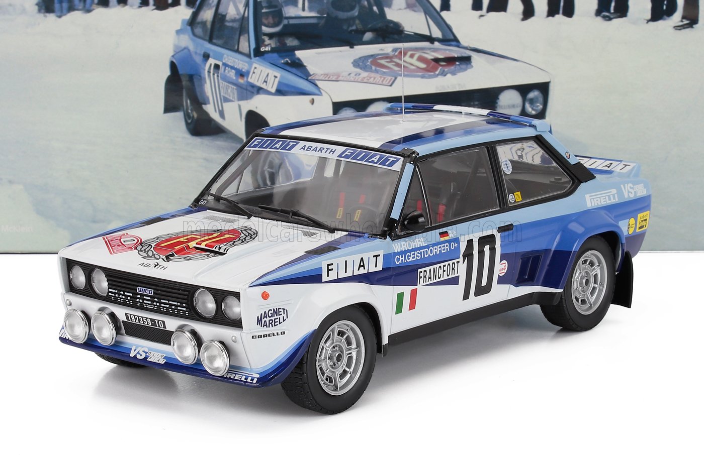 FIAT - 131 ABARTH TEAM FIAT ITALIA (night version) N 10 WINNER RALLY MONTECARLO 1980 WALTER ROHRL - CHRISTIAN GEISTDORFER - WHITE 2 TONE BLUE