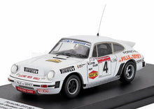 1:18 scale Porsche 911 SC rally model car, white with racing decals, currently available online.