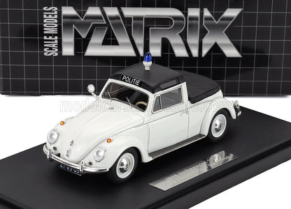 VOLKSWAGEN - MAGGIOLINO BEETLE KUIP COACH SEMICONVERTIBLE CLOSED POLICE 1958 - WHITE BLACK