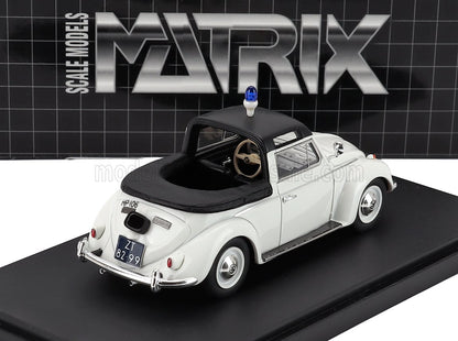 VOLKSWAGEN - MAGGIOLINO BEETLE KUIP COACH SEMICONVERTIBLE OPEN POLICE 1958 - WHITE BLACK