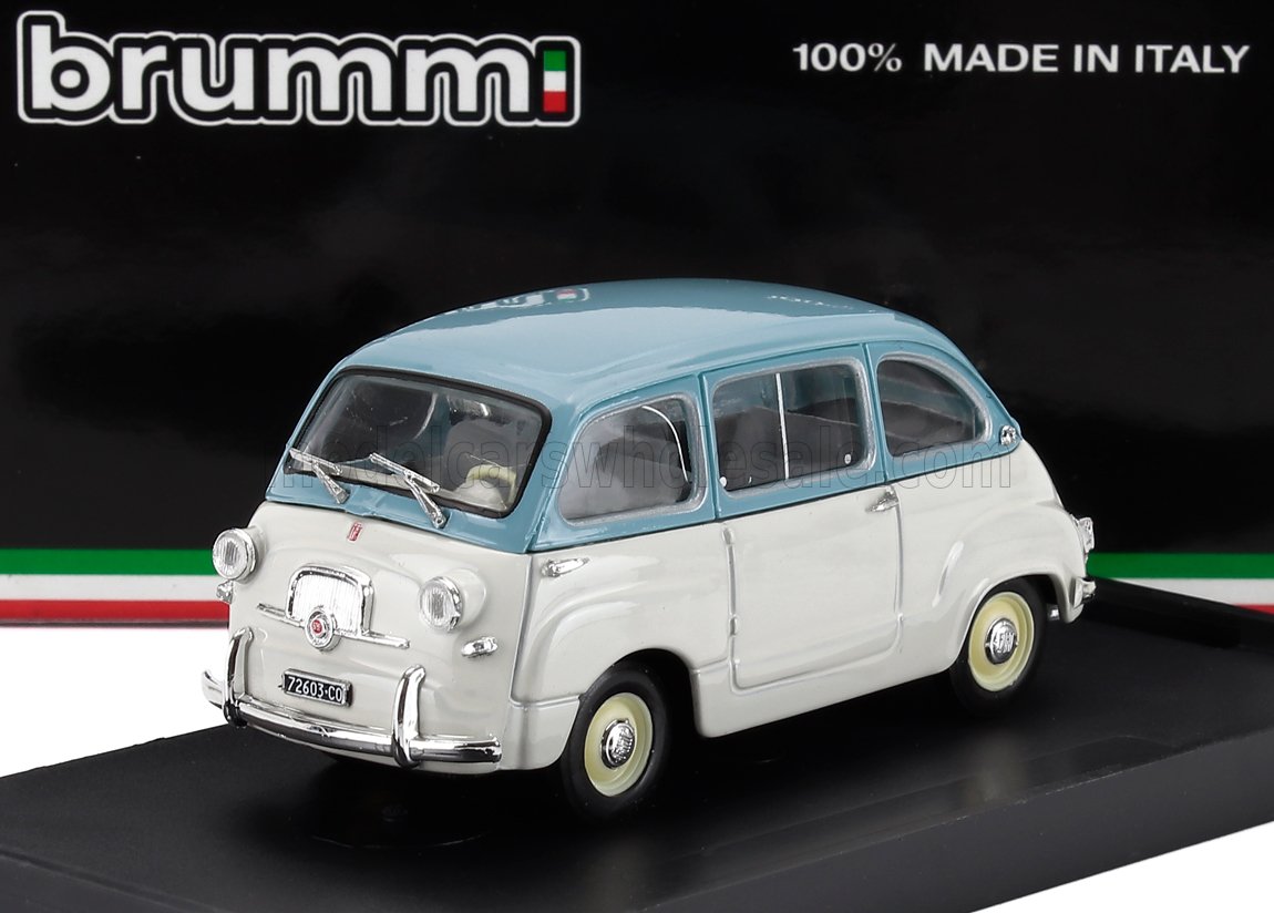 Fiat 600 Multipla Stradale 1-Series 1956 Light Blue White Brumm 1:43 scale model