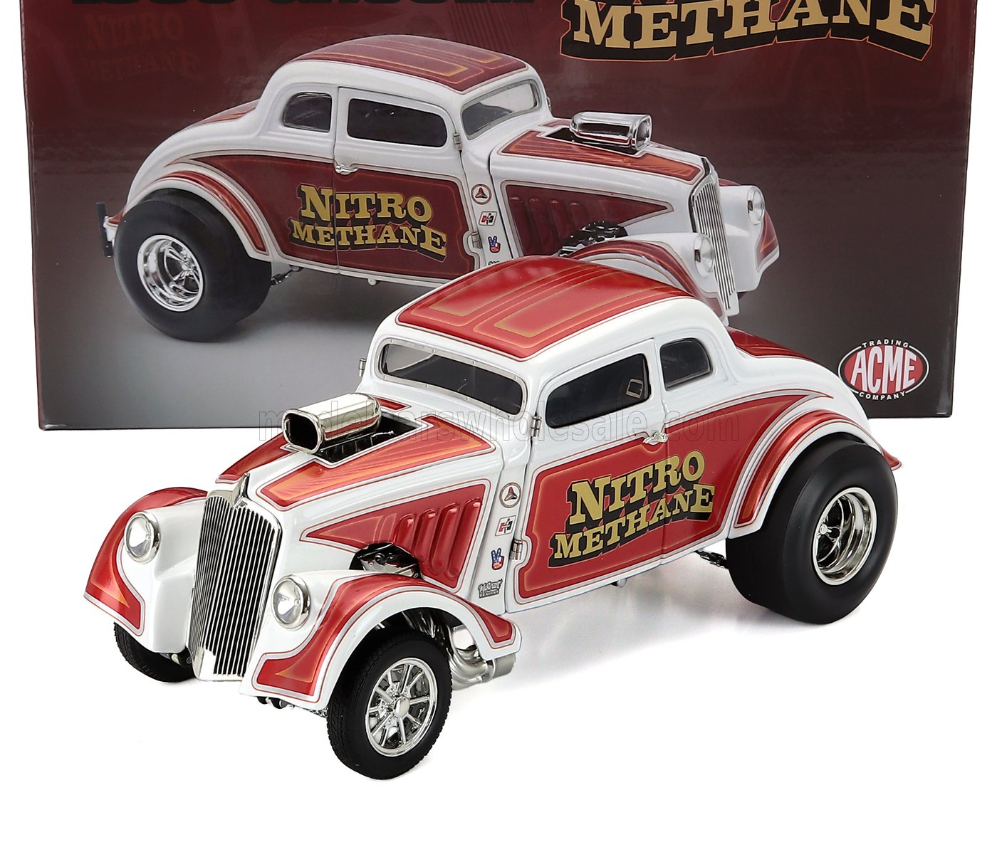 FORD USA - WILLYS GASSER NITRO METANO 1933 - BIANCO RAME - Vroomi