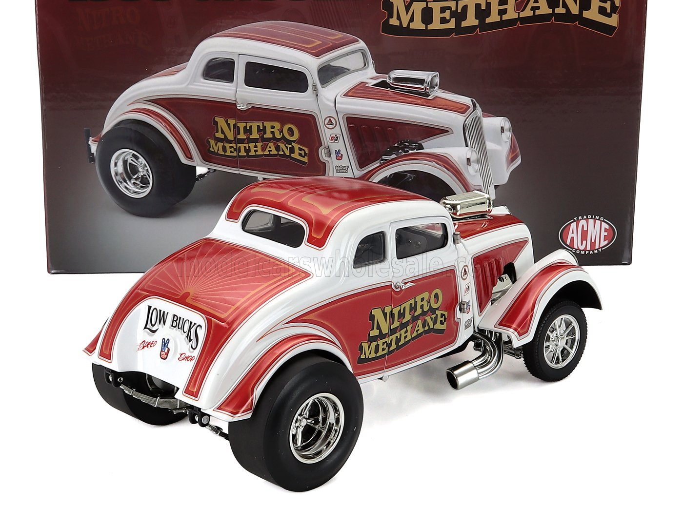 FORD USA - WILLYS GASSER NITRO METANO 1933 - BIANCO RAME - Vroomi