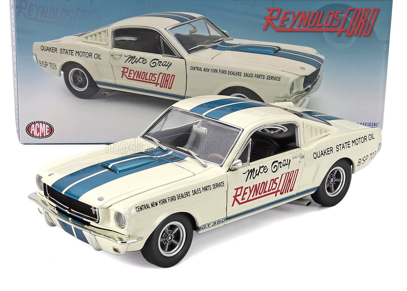 FORD USA - MUSTANG SHELBY GT350 REYNOLDS FORD RACING COUPE 1965 - BIANCO BLU - Vroomi