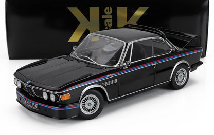 Black BMW 3.0 CSL E9 classic model car with racing stripes, available on Vroomi platform