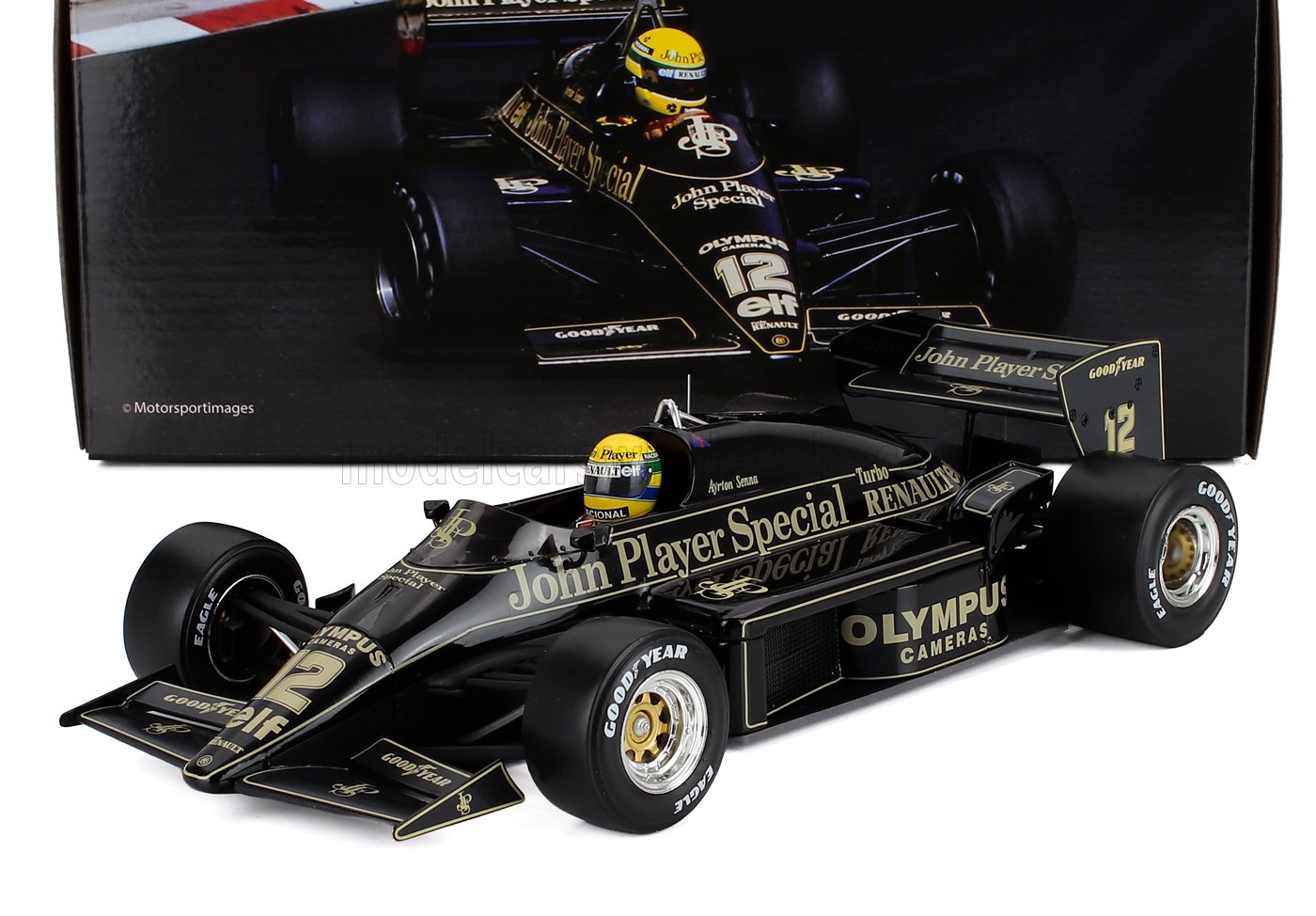 Schwarzes Lotus-Formel-1-Modell im Maßstab 1:18 mit goldener John-Player-Special-Lackierung, online erhältlich