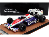Modellino dettagliato in scala 1:20 della Williams FW14B F1 in blu, bianco e rosso con livrea Toleman TG184 e branding Candy