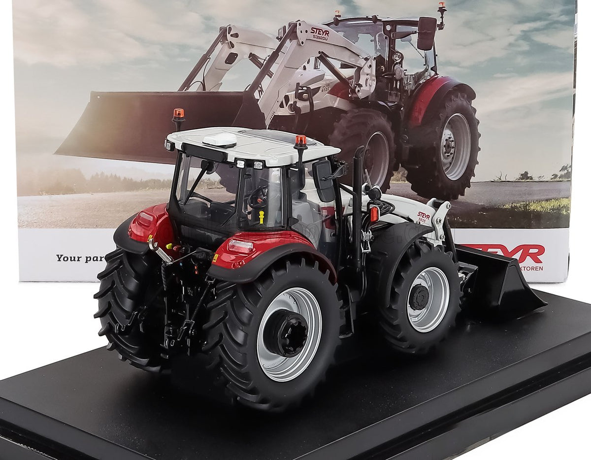 Steyr 4120 Tractor Plus with Front Loader 2021 Red White Universal Hobbies 1:32 scale model - image 2