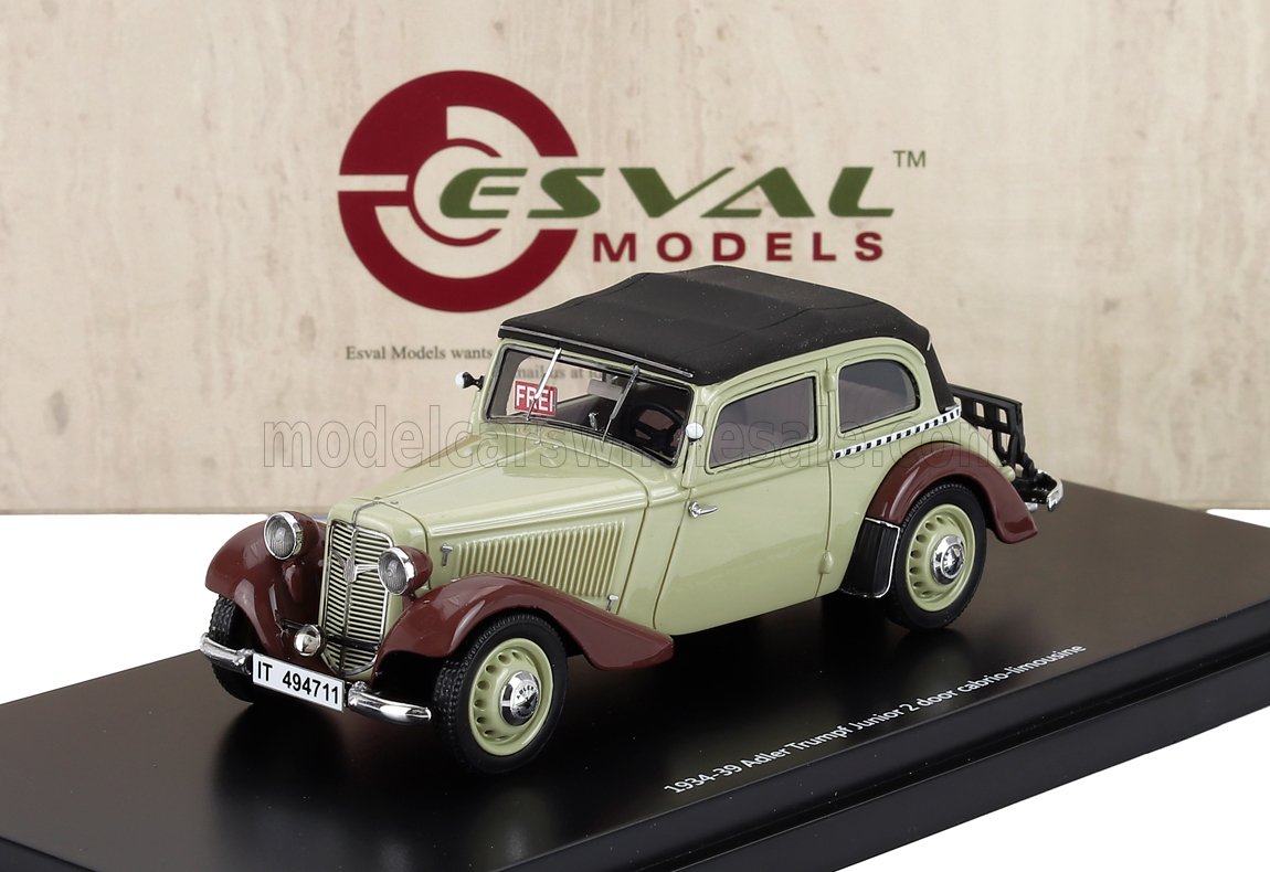 Adler Trumpf Junior Cabriolet Closed 1934 Beige Brown Black Esval Model 1:43 scale model