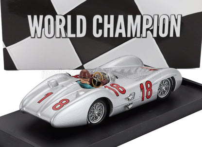 MERCEDES BENZ - F1  W196C N 18 WORLD CHAMPION SEASON 1954 JUAN MANUEL FANGIO - WITH DRIVER FIGURE - SILVER