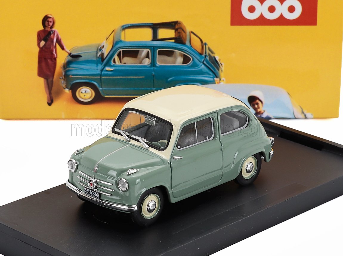 Fiat 600 Berlina 1-Series 1955 Verde Chiaro Ivory Brumm 1:43 scale model