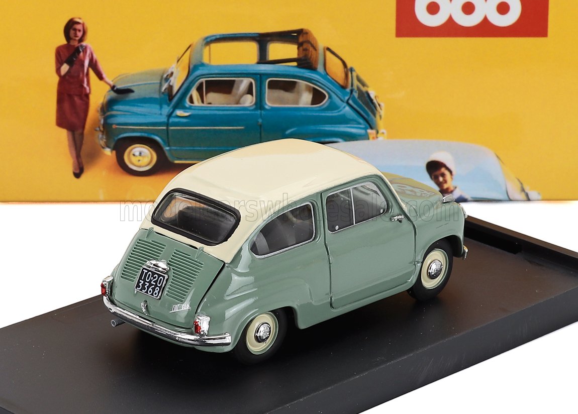 Fiat 600 Berlina 1-Series 1955 Verde Chiaro Ivory Brumm 1:43 scale model - image 2