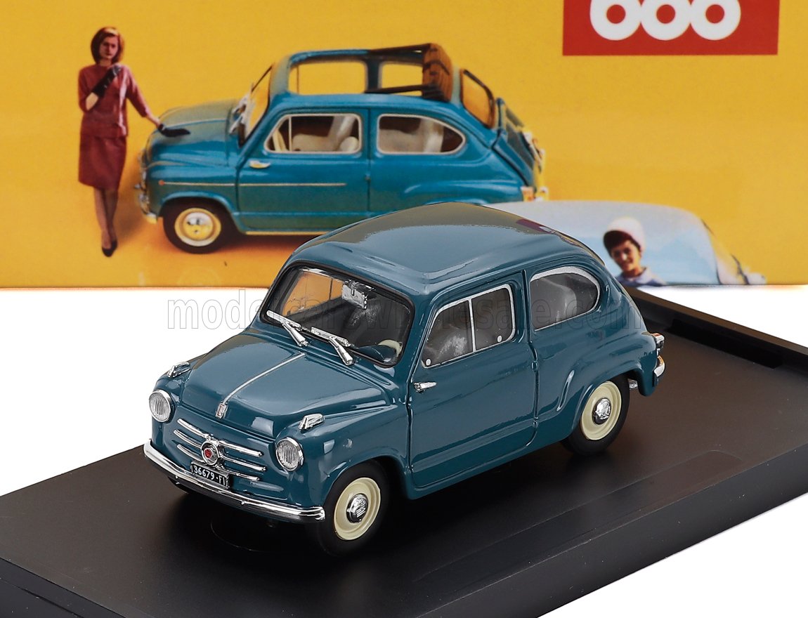 Fiat 600 Berlina 1-Series 1955 Light Blue Brumm 1:43 scale model