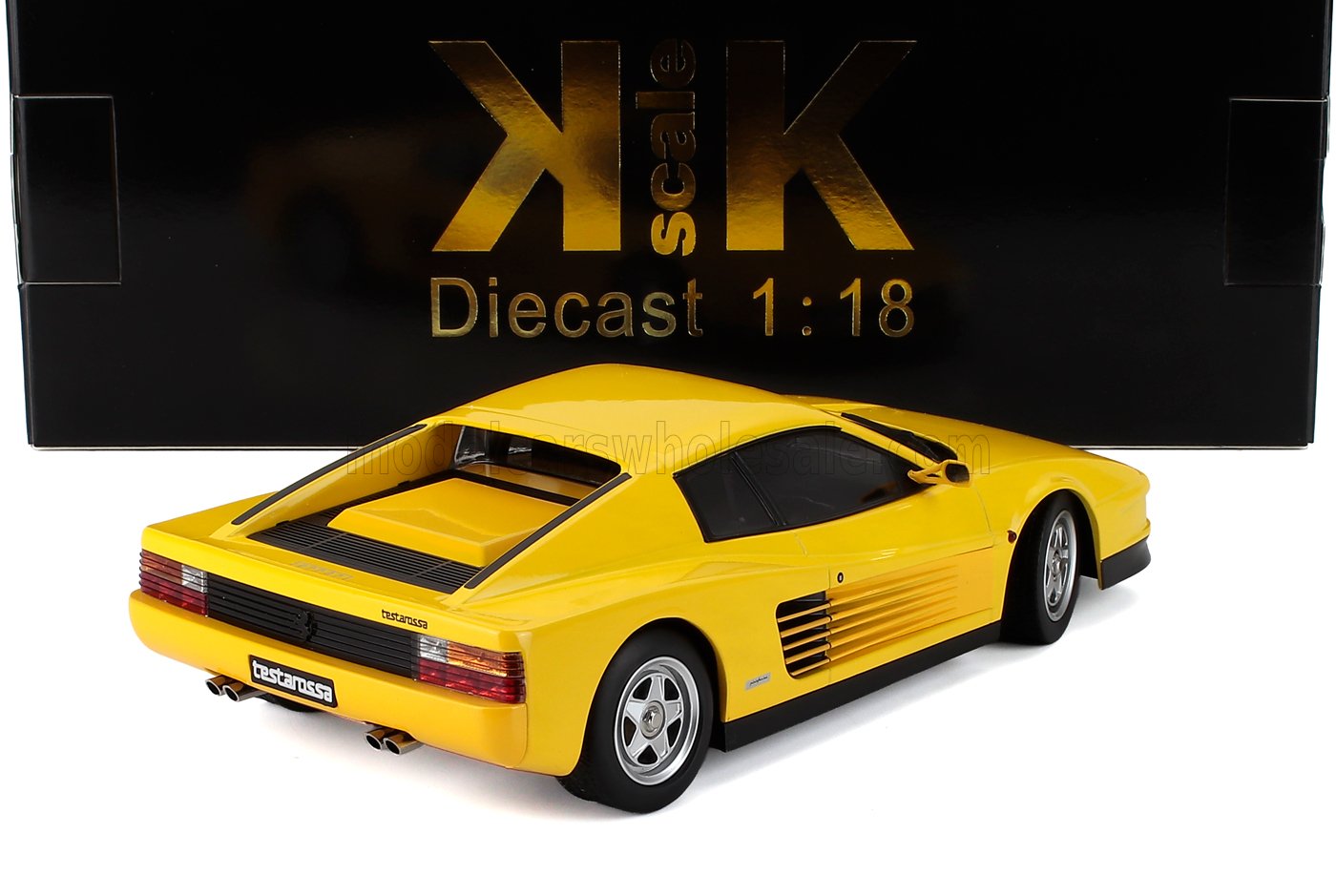 Yellow Ferrari Testarossa 1:18 die-cast model car, collectible, available at Vroomi