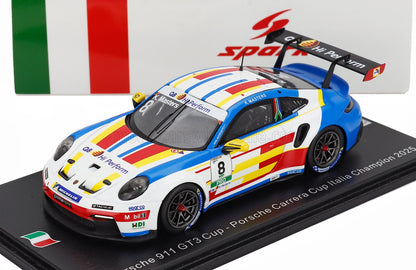 PORSCHE - 911 992 GT3 N 8 PORSCHE CARRERA CUP ITALY CHAMPION 2025 KAEGAN MASTERS - WHITE BLUE