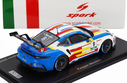 PORSCHE - 911 992 GT3 N 8 PORSCHE CARRERA CUP ITALY CHAMPION 2025 KAEGAN MASTERS - WHITE BLUE