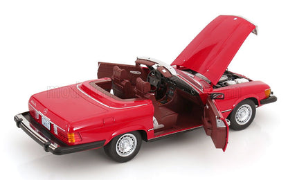 Red Mercedes-Benz 450SL scale model car with open doors and hood, offered now at Vroomi