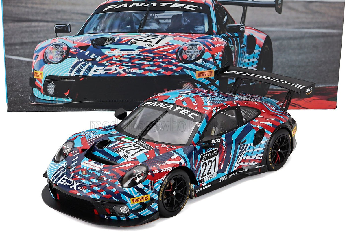 Porsche 911 991-2 GT3 R GPX Martini Racing No. 221 Lietz Christensen Estre Test Days 24h Spa 2022 IXO Models 1:18 scale model