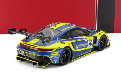 PORSCHE - 911 992 GT3 R 4,2 L TEAM RUTRONIK RACING N.º 96 24 Horas de Spa 2024 JULIEN ANDLAUER - SVEN MULLER - PATRIC NIEDERHAUSER - AMARILLO AZUL