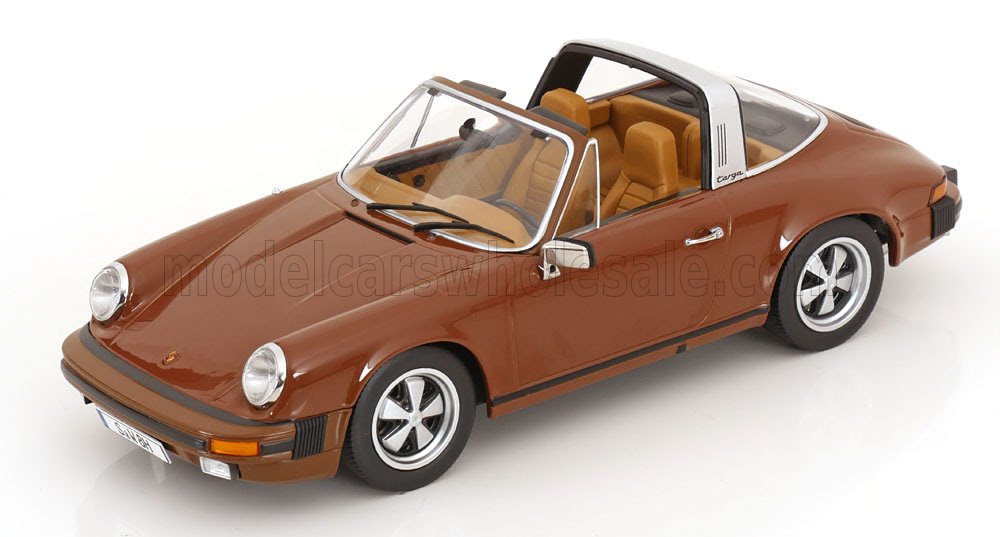 Bruin klassiek Porsche Targa-schaalmodel, gegoten replica, momenteel online verkrijgbaar.