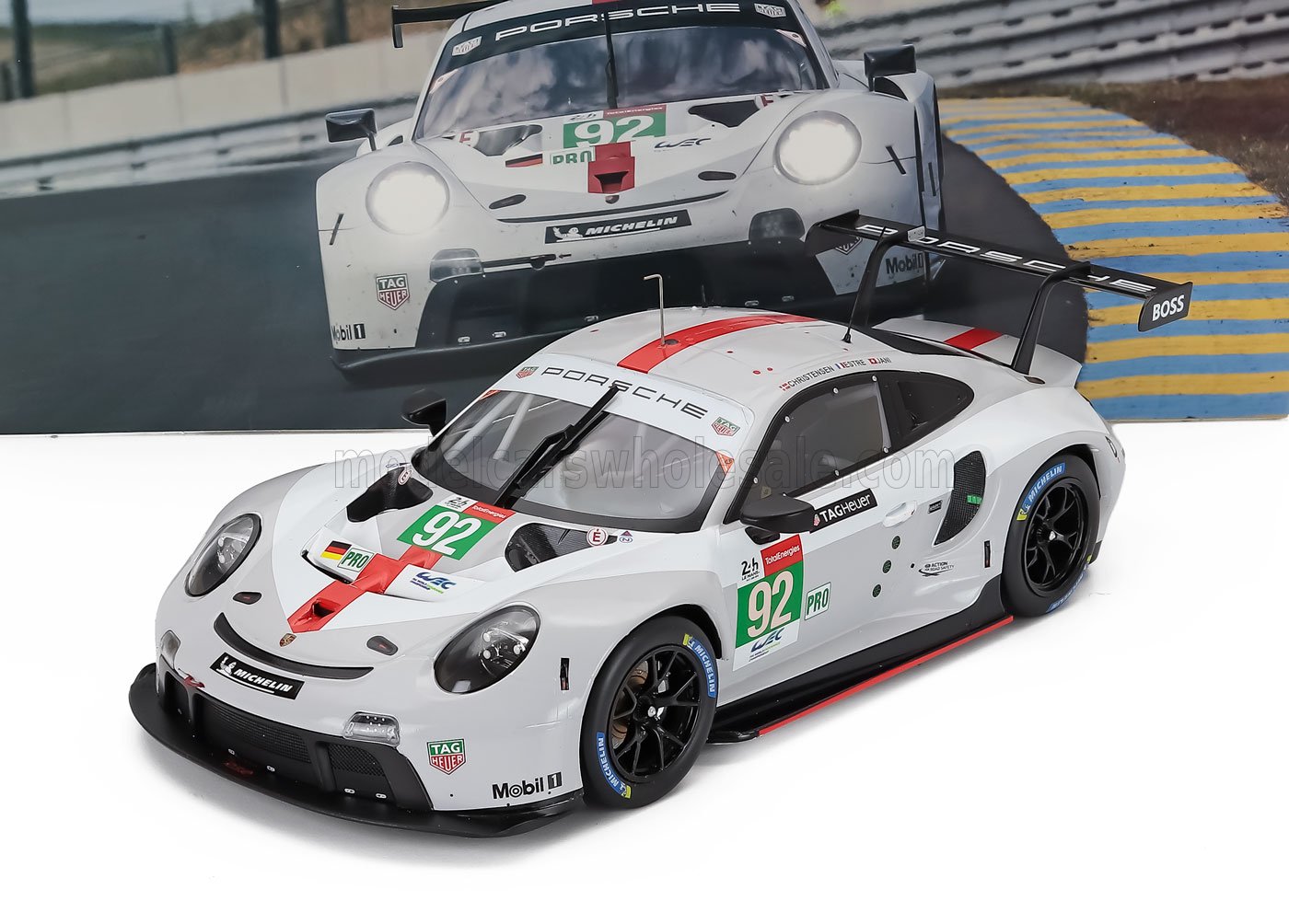 Porsche 911 991-2 RSR-19 4.2L Porsche GT No. 92 Michael Christensen Kevin Estre Neel Jani 24h Le Mans 2021 IXO Models 1:18 scale model