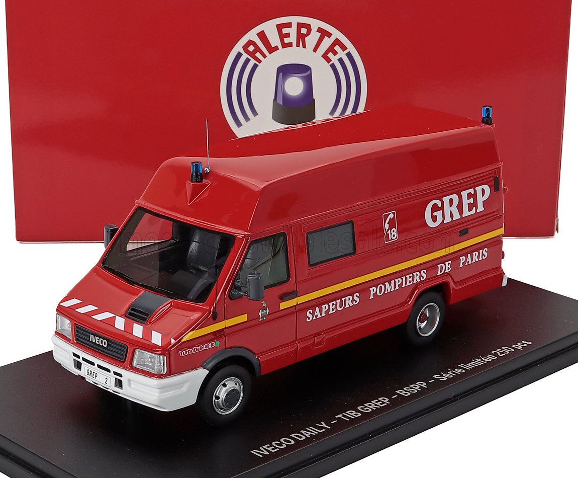 IVECO FIAT - TURBO DAILY 49-10 FURGONE TIB GREP BSPP SAPEURS POMPIERS DE PARIS 1996 - ROSSO BIANCO - Vroomi