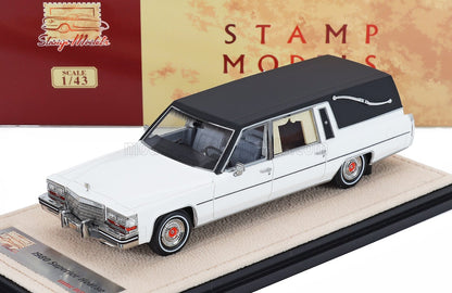 Cadillac Superior Coche Fúnebre 1980 Blanco Negro Stamp Models 1:43
