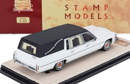 Cadillac Superior Coche Fúnebre 1980 Blanco Negro Stamp Models 1:43