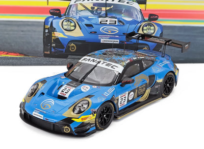PORSCHE - 911 992 GT3 R 4,2 L TEAM PHANTOM GLOBAL RACING N.º 23 24 de abril de 2024 JAXON EVANS - JOEL ERIKSSON - THOMAS PREINING - AZUL NEGRO