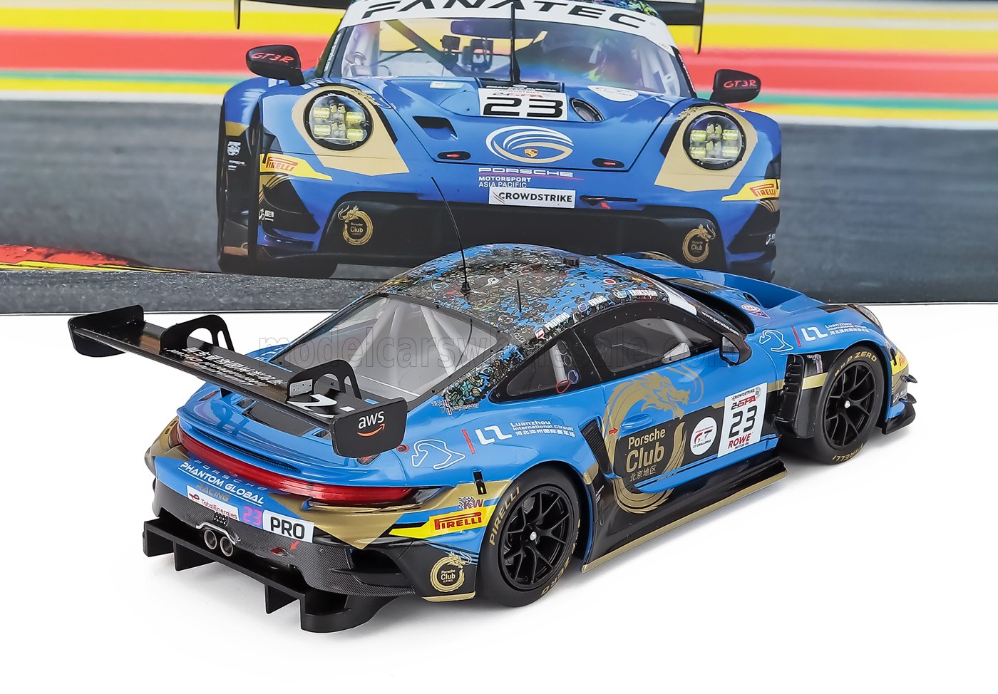 Porsche 911 GT3 R No. 44 Falken 2024 scale model 1:18