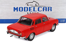 Red 1:18 die-cast scale model car by ModelCar Group, showcased at Vroomi for collectors.
