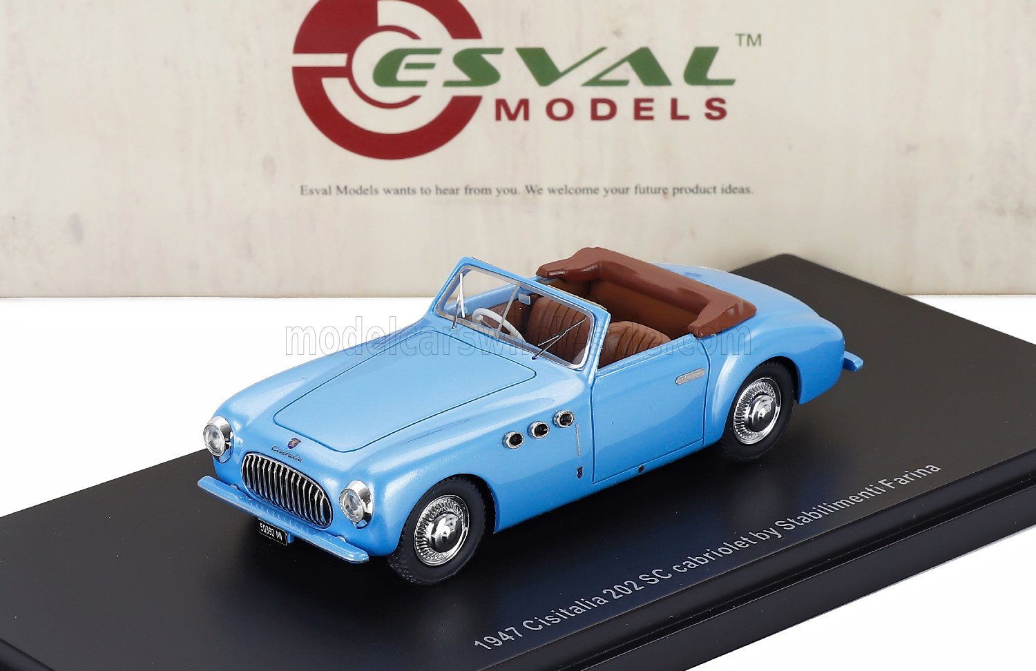 Cisitalia 202 SC Stabilimenti Farina Cabriolet Closed 1949 Light Blue Esval Model 1:43 scale model