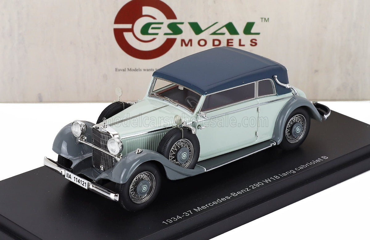Mercedes-Benz 290 W18 D Passo Lungo Cabriolet Closed 1933 Two-Tone Grey Esval Models 1:43 scale model