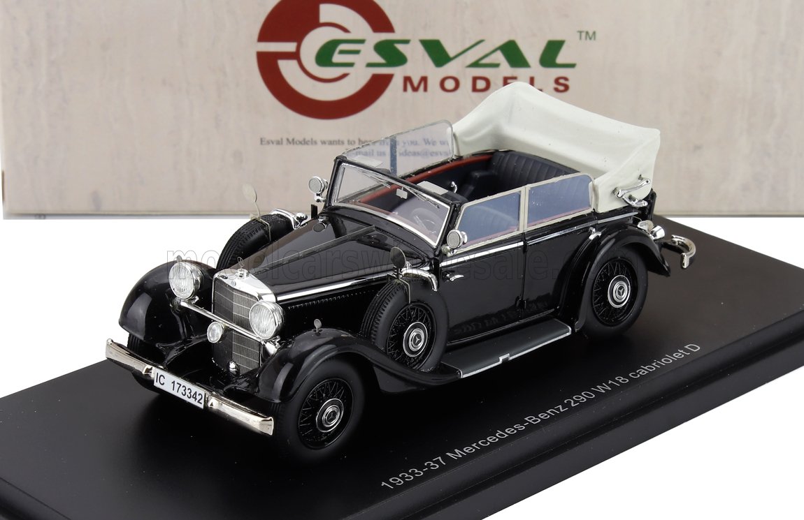 Mercedes-Benz 290 W18 D Passo Corto Cabriolet Closed 1933 Black Esval Models 1:43 scale model