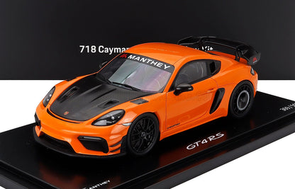 PORSCHE - 718 (982) CAYMAN GT4 RS 2024 - CON VETRINA - WITH SHOWCASE - PASTEL ORANGE BLACK