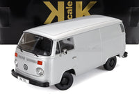 Voiture miniature VW T2b argentée par Vroomi, réplique die-cast détaillée avec design classique de fourgonnette