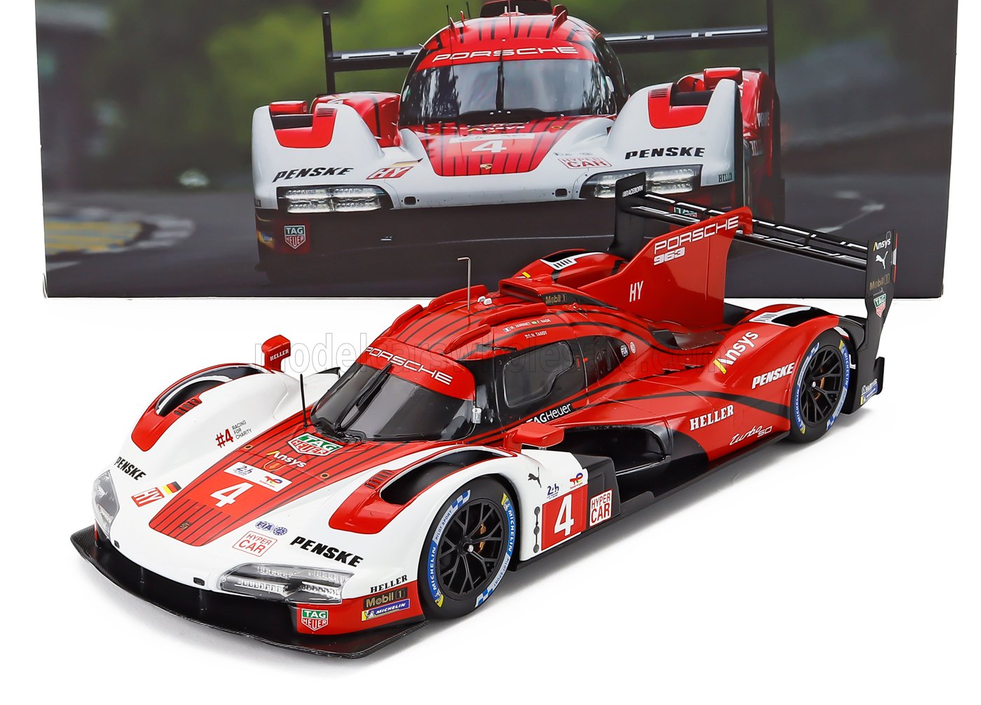 PORSCHE - 963 9RD 4.6L TURBO V8 TEAM PORSCHE PENSKE MOTORSPORT N 4 24h LE MANS 2024 MATHIEU JAMINET - FELIPE NASR - NICK TANDY - RED WHITE BLACK Scale model car on Vroomi