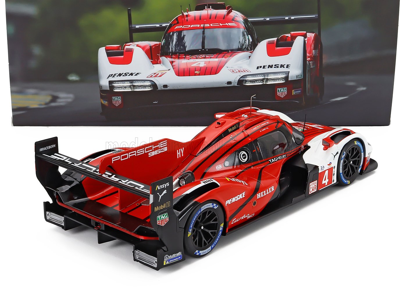 PORSCHE - 963 9RD 4.6L TURBO V8 TEAM PORSCHE PENSKE MOTORSPORT N 4 24h LE MANS 2024 MATHIEU JAMINET - FELIPE NASR - NICK TANDY - RED WHITE BLACK Scale model car on Vroomi