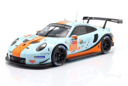 PORSCHE - 911 991 RSR 4.0L TEAM GULF RACING N 86 24h LE MANS 2018 MICHAEL WAINWRIGHT - BEN BARKER - ALEX DAVISON - LIGHT BLUE ORANGE - Vroomi