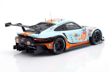 PORSCHE - 911 991 RSR 4.0L TEAM GULF RACING N 86 24h LE MANS 2018 MICHAEL WAINWRIGHT - BEN BARKER - ALEX DAVISON - LIGHT BLUE ORANGE - Vroomi